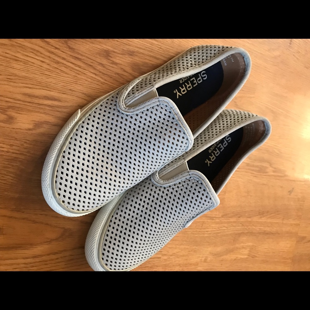 Sperry gray slip ons